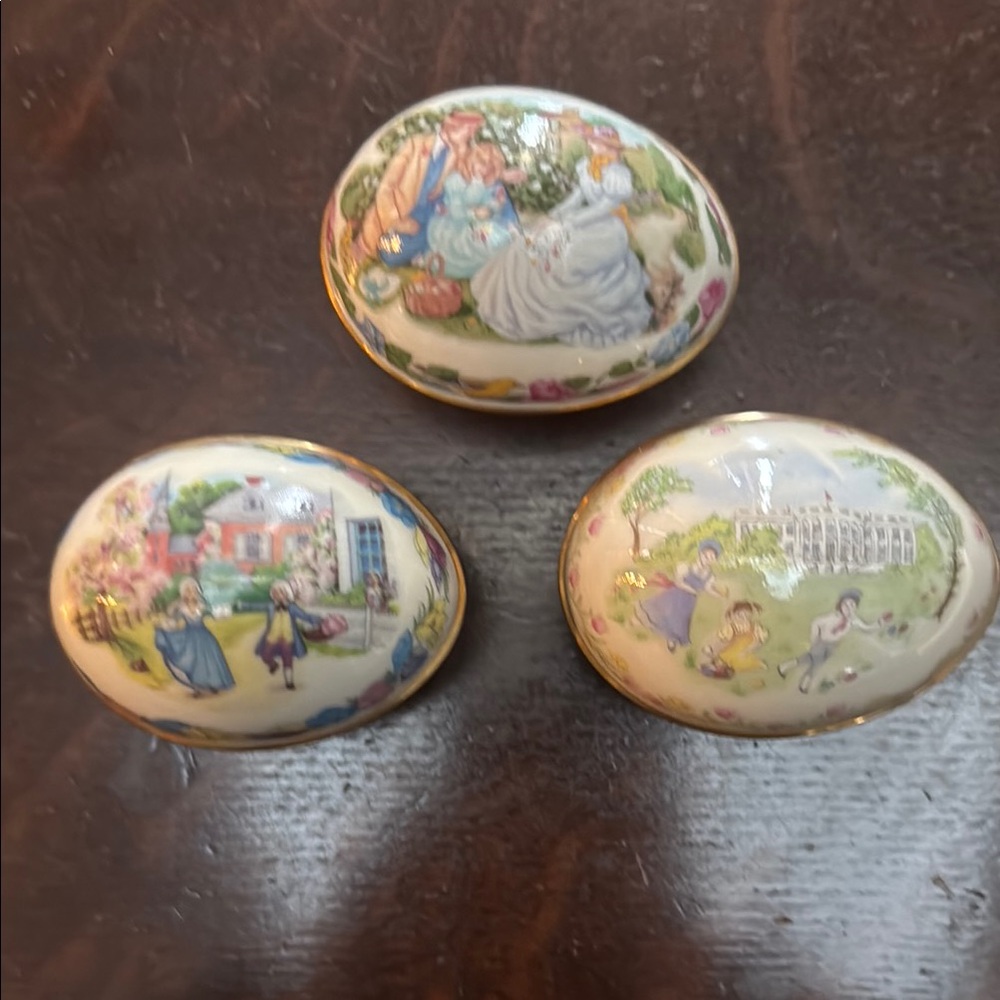Lot of 3 Vintage Lenox Easter Egg trinket boxes w/lids! All made in USA! Nice!